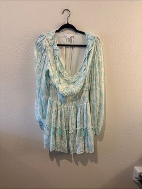 House of Harlow 1960 Mint Paisley Tiered Ruffle Ajay Dress